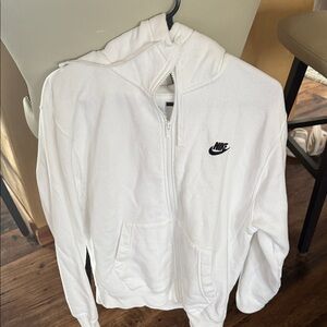 Nike Classic White Hoodie with Black Logo